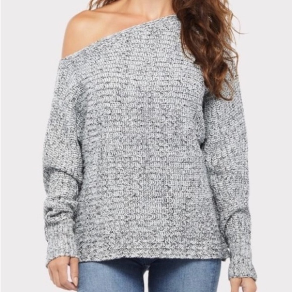 Sunday in Brooklyn Sara One Shoulder Chunky Wool Blend Sweater in Grey Size XS